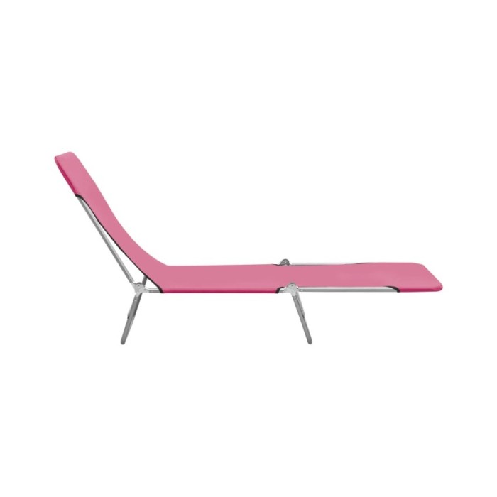 Chaises longues pliables 2 pcs Acier et tissu Rose