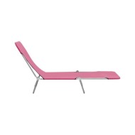 Chaises longues pliables 2 pcs Acier et tissu Rose