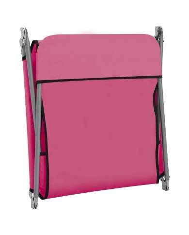 Chaises longues pliables 2 pcs Acier et tissu Rose