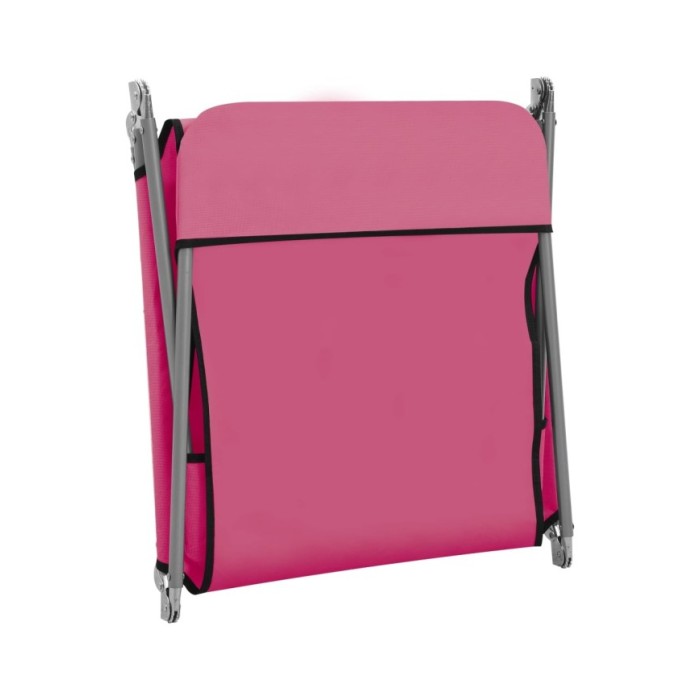 Chaises longues pliables 2 pcs Acier et tissu Rose