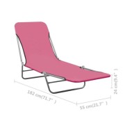 Chaises longues pliables 2 pcs Acier et tissu Rose