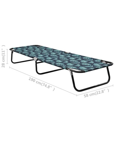 Chaise longue pliable Acier Motif de feuilles