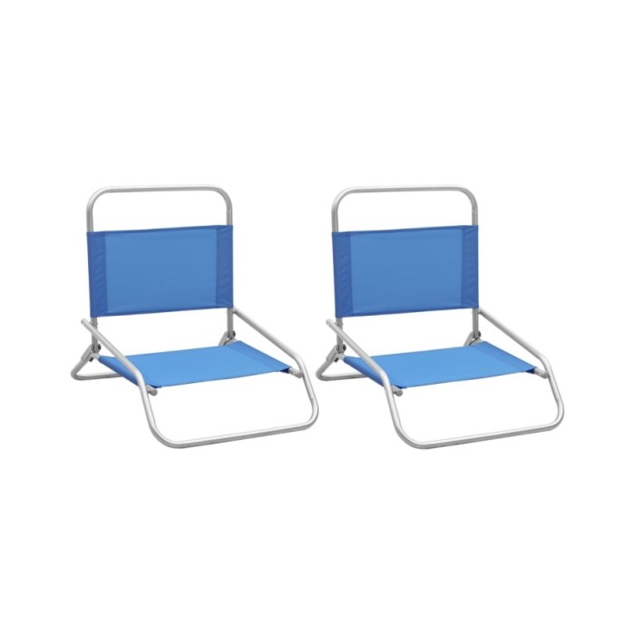 Chaises de plage pliables 2 pcs Bleu Tissu