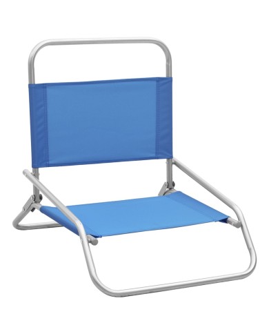 Chaises de plage pliables 2 pcs Bleu Tissu