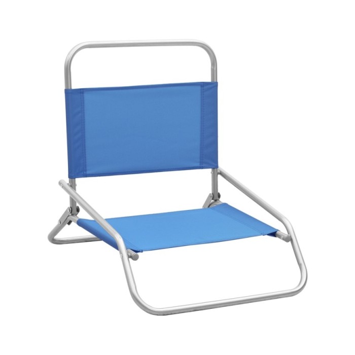Chaises de plage pliables 2 pcs Bleu Tissu