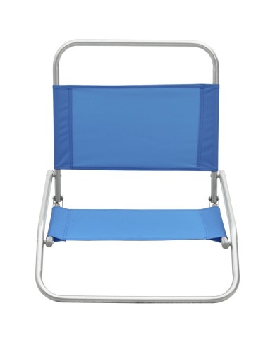 Chaises de plage pliables 2 pcs Bleu Tissu