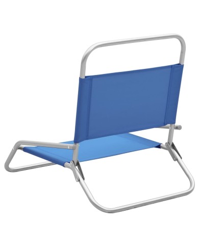 Chaises de plage pliables 2 pcs Bleu Tissu