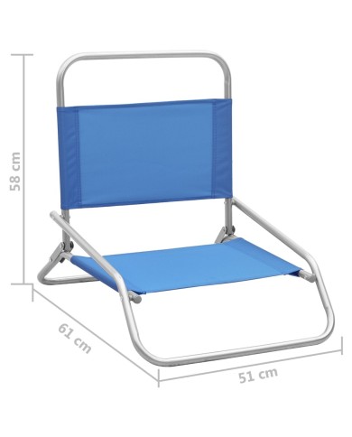 Chaises de plage pliables 2 pcs Bleu Tissu