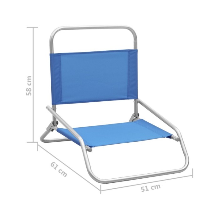 Chaises de plage pliables 2 pcs Bleu Tissu