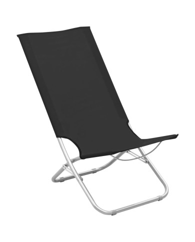 Chaises de plage pliables 2 pcs Noir Tissu