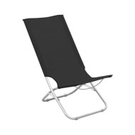Chaises de plage pliables 2 pcs Noir Tissu