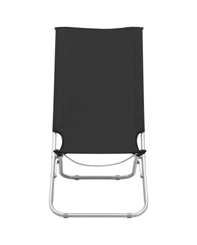 Chaises de plage pliables 2 pcs Noir Tissu