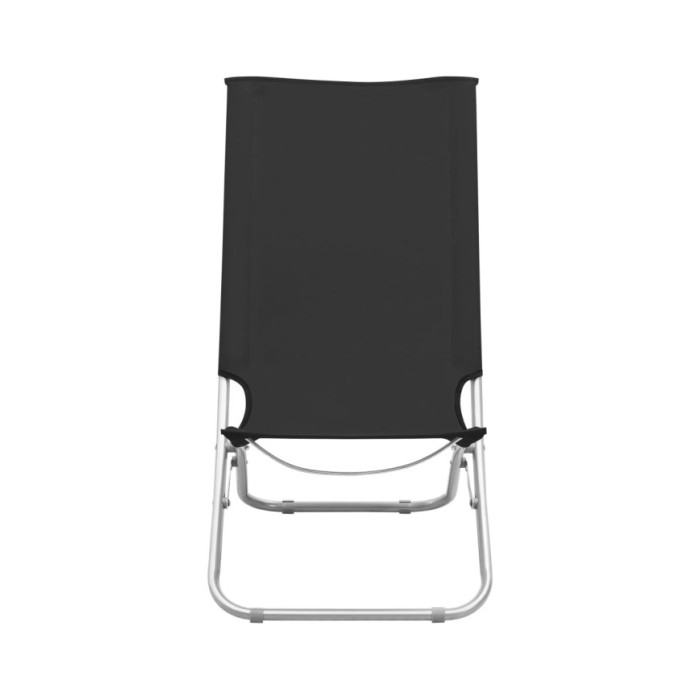 Chaises de plage pliables 2 pcs Noir Tissu