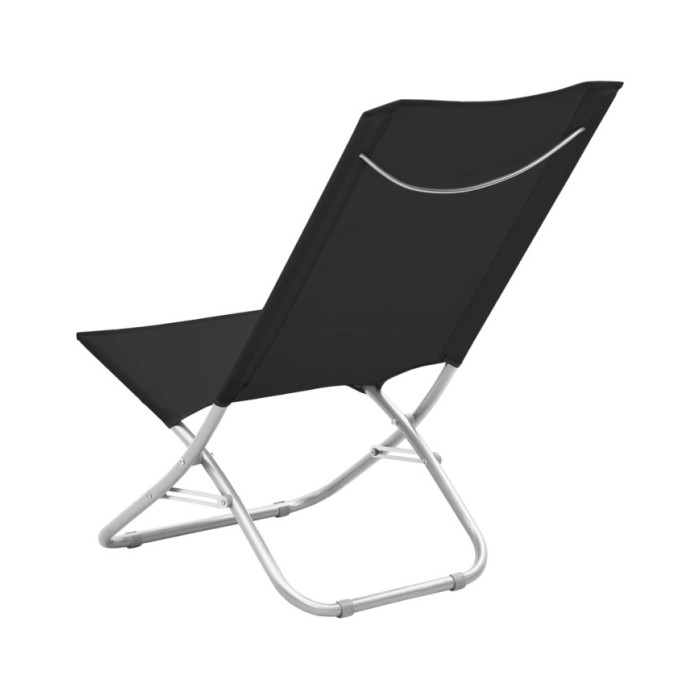 Chaises de plage pliables 2 pcs Noir Tissu