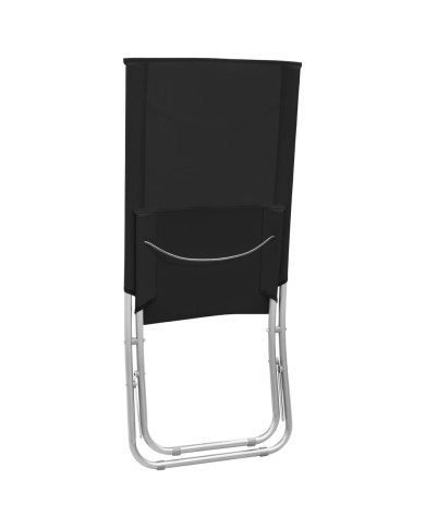 Chaises de plage pliables 2 pcs Noir Tissu