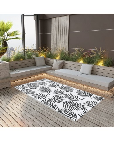 Tapis d'extérieur Blanc et noir 120x180 cm PP