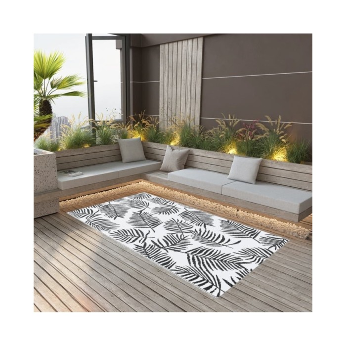 Tapis d'extérieur Blanc et noir 120x180 cm PP