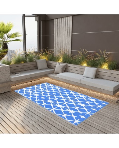 Tapis d'extérieur Bleu et blanc 120x180 cm PP