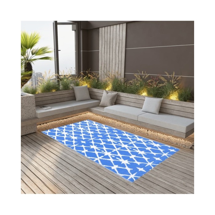 Tapis d'extérieur Bleu et blanc 120x180 cm PP