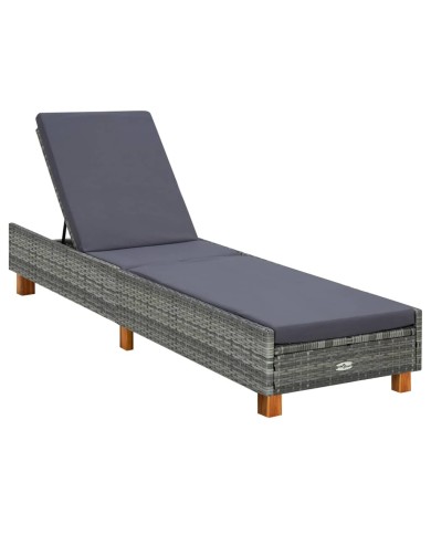 Transat avec coussin Résine tressée Gris