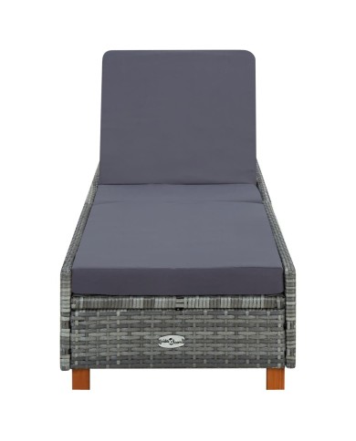 Transat avec coussin Résine tressée Gris