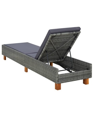 Transat avec coussin Résine tressée Gris