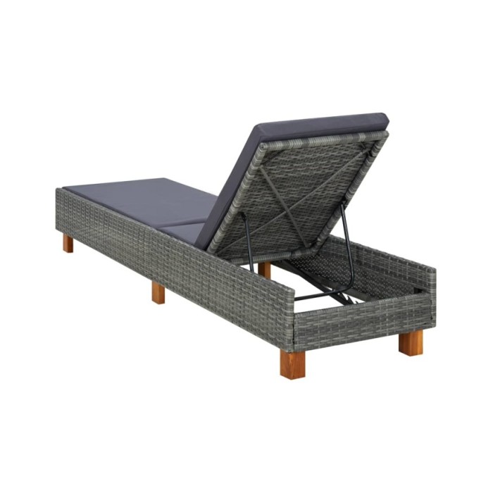 Transat avec coussin Résine tressée Gris