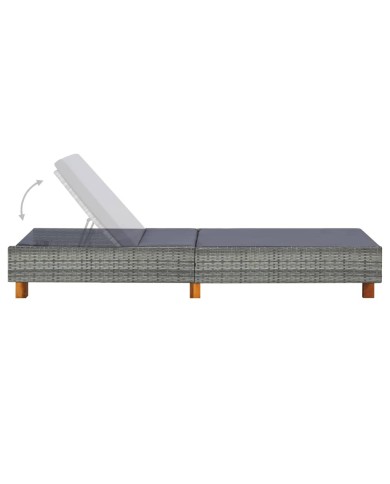 Transat avec coussin Résine tressée Gris