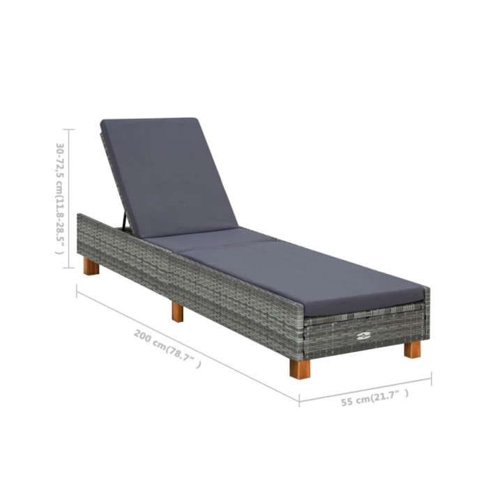 Transat avec coussin Résine tressée Gris