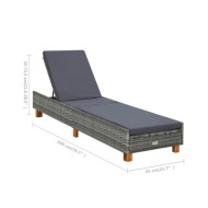 Transat avec coussin Résine tressée Gris