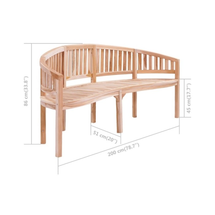 Banc de jardin en forme de banane 200 cm Bois de teck solide
