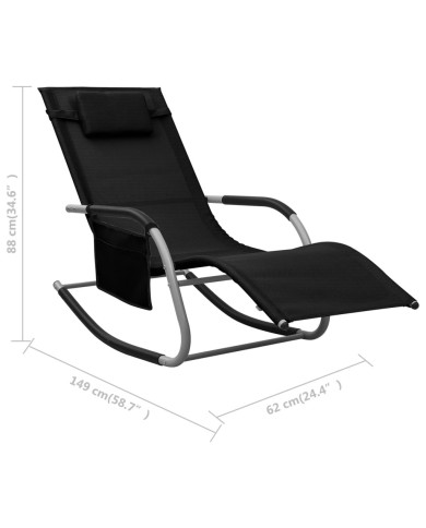 Chaise longue Textilène Noir et gris