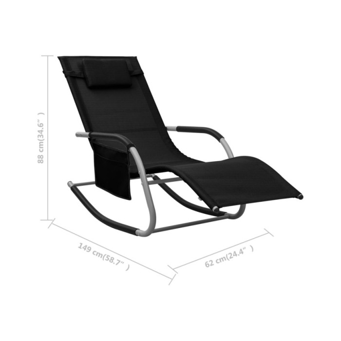 Chaise longue Textilène Noir et gris