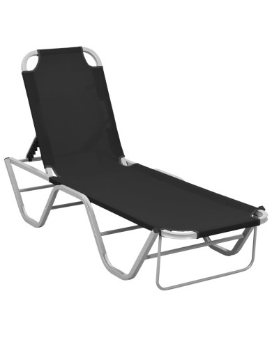 Chaise longue Aluminium et textilène Noir