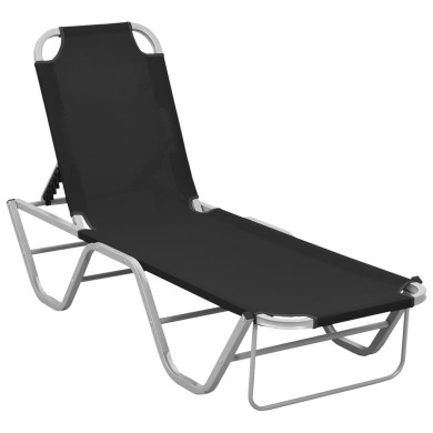 Chaise longue Aluminium et textilène Noir