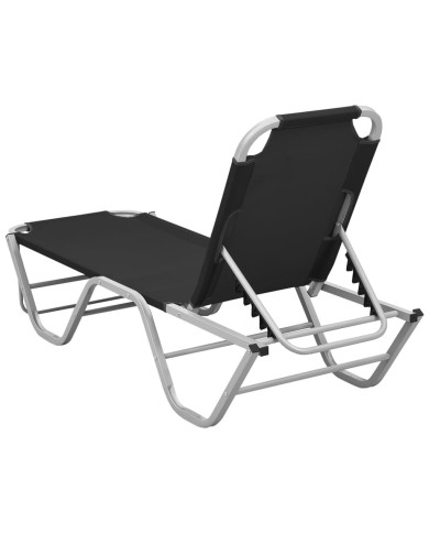 Chaise longue Aluminium et textilène Noir