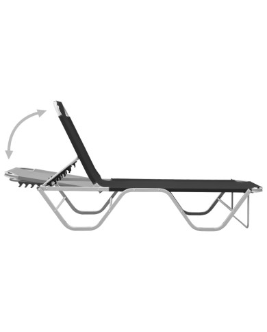 Chaise longue Aluminium et textilène Noir