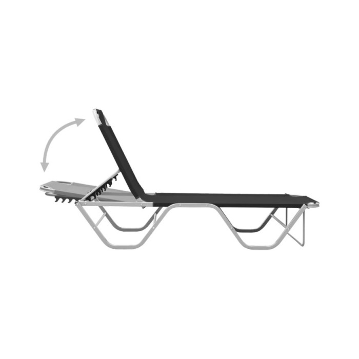 Chaise longue Aluminium et textilène Noir