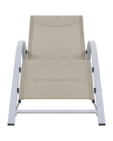 Chaise longue Textilène et aluminium Crème