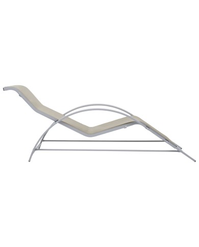 Chaise longue Textilène et aluminium Crème