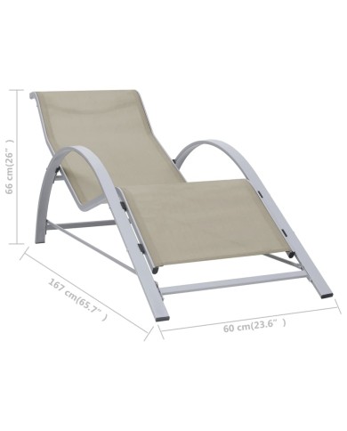 Chaise longue Textilène et aluminium Crème