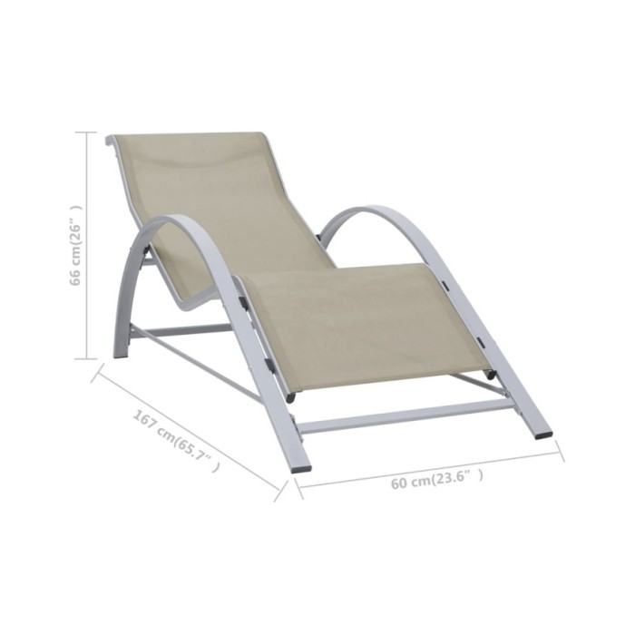 Chaise longue Textilène et aluminium Crème