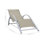 Chaise longue Textilène et aluminium Crème