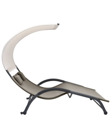 Chaise longue double avec auvent Textilène Taupe