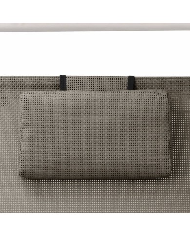Chaise longue double avec auvent Textilène Taupe