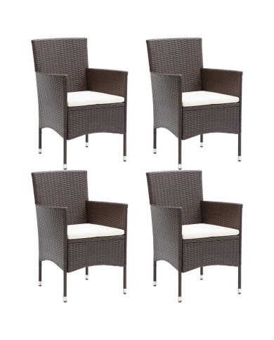 Chaises de salle à manger de jardin 4 pcs Résine tressée Marron