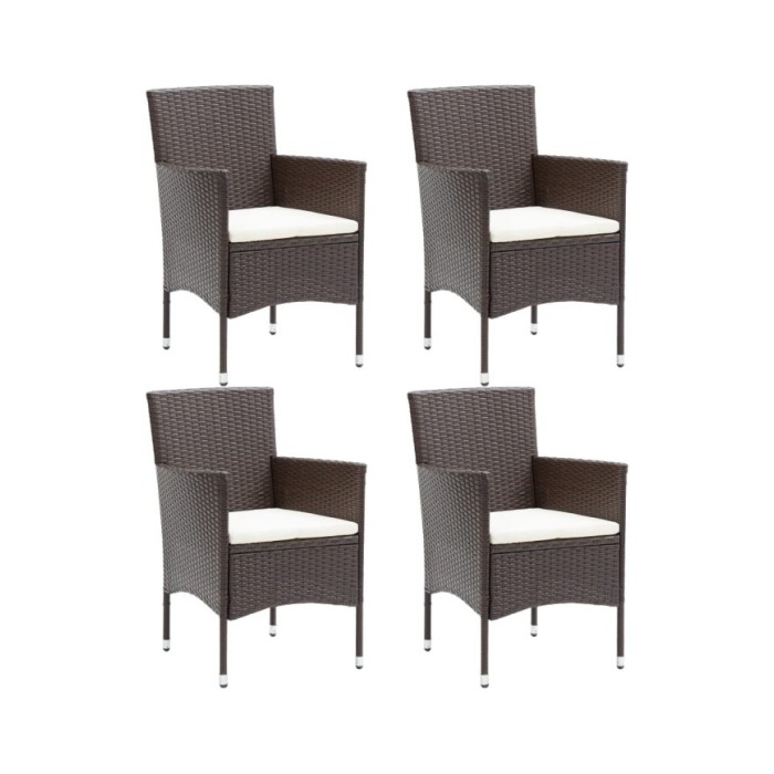 Chaises de salle à manger de jardin 4 pcs Résine tressée Marron