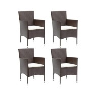 Chaises de salle à manger de jardin 4 pcs Résine tressée Marron
