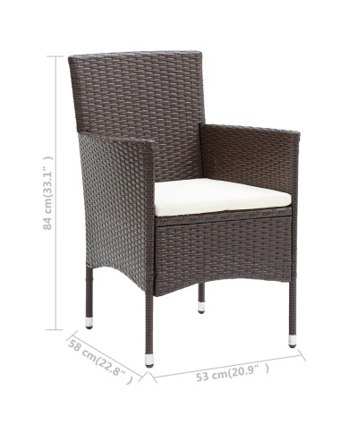 Chaises de salle à manger de jardin 4 pcs Résine tressée Marron