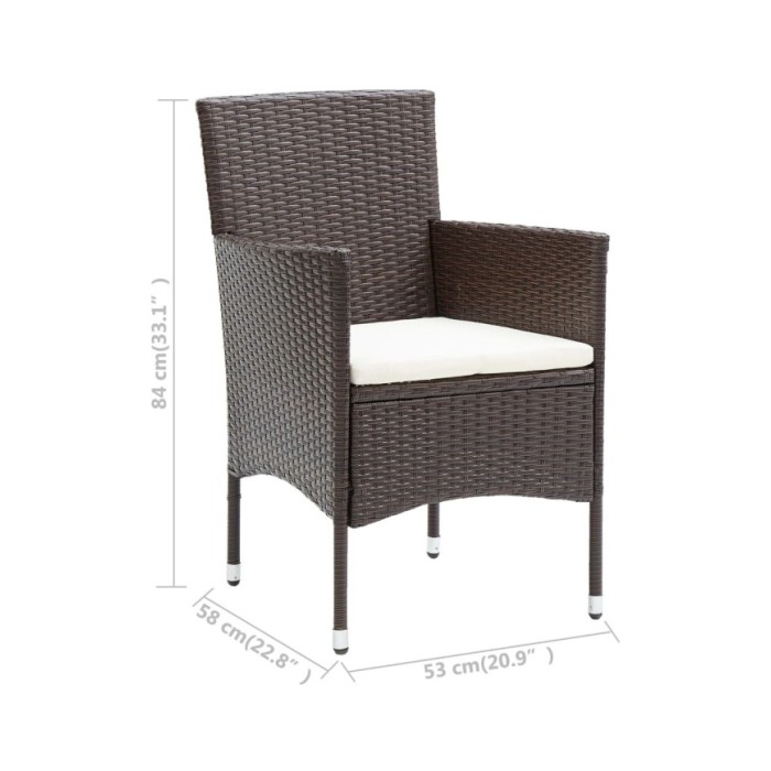 Chaises de salle à manger de jardin 4 pcs Résine tressée Marron